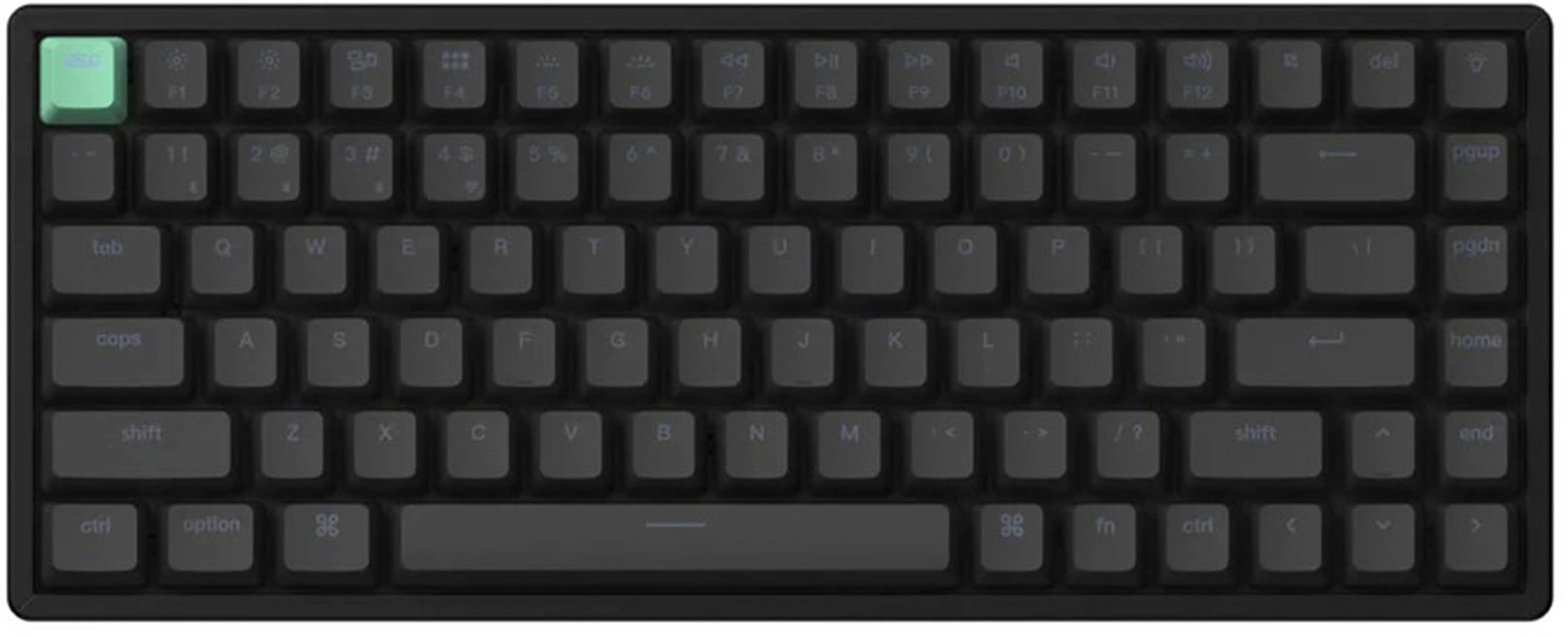 Keychron - K2 HE 75% Custom Wireless RGB Mechanical Keyboard with Programmable QMK/VIA Hot-Swappable Magnetic Switch - Black - Front_Zoom