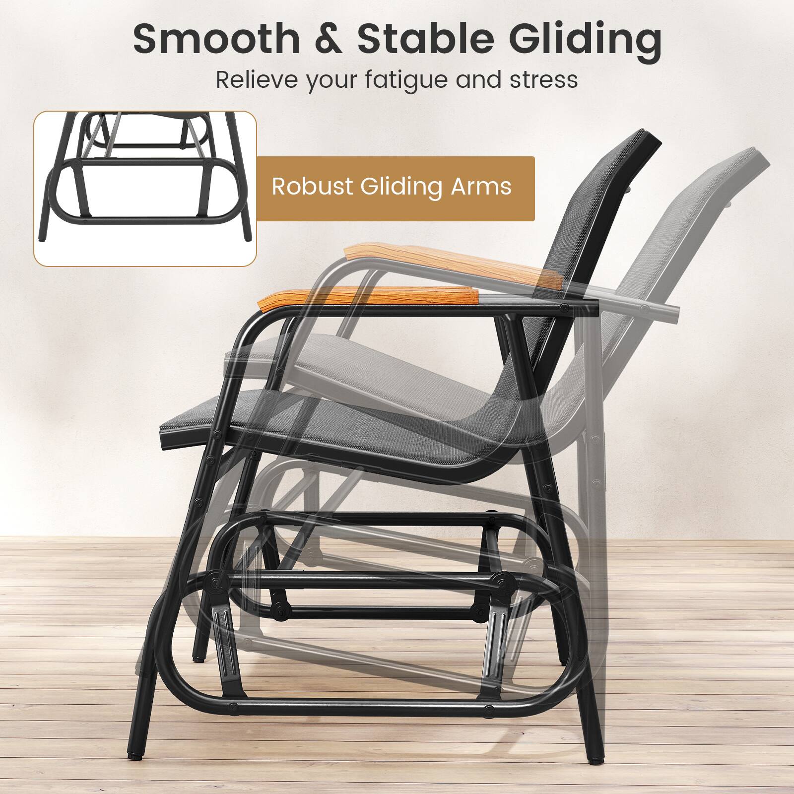 Smooth & Stable Gliding  
Relieve your fatigue and stress  

Robust Gliding Arms