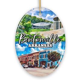 OrnamentallyYou - Artistically Vibrant Bentonville Ornament, Arkansas Mountain Town Christmas Gift (Oval) - Multi-colored