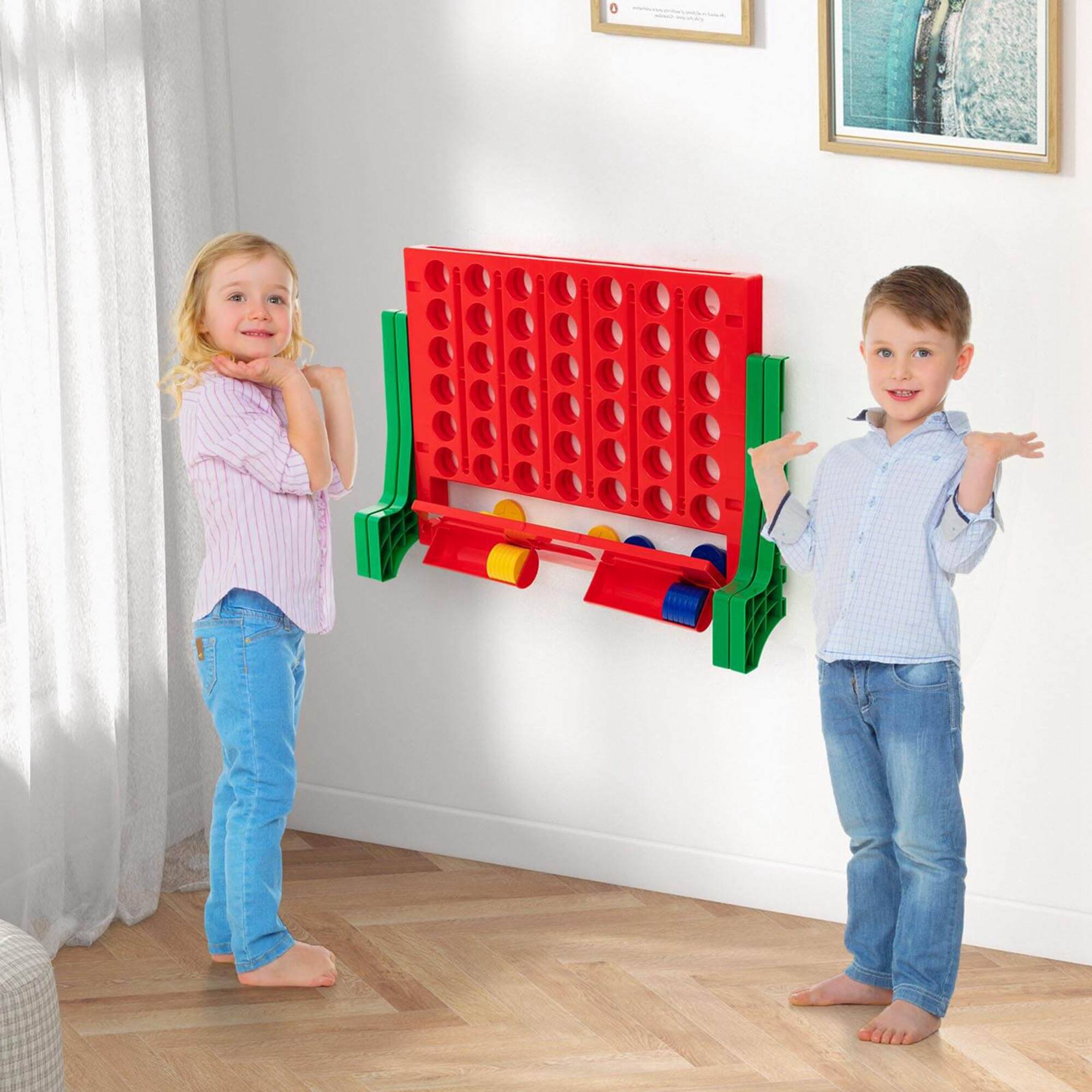 Alt View 3. Costway - Costway Wall Mounted or Tabletop Giant 4 in a Row Jumbo 4-to-Score Connect Game Set - Green,Red.