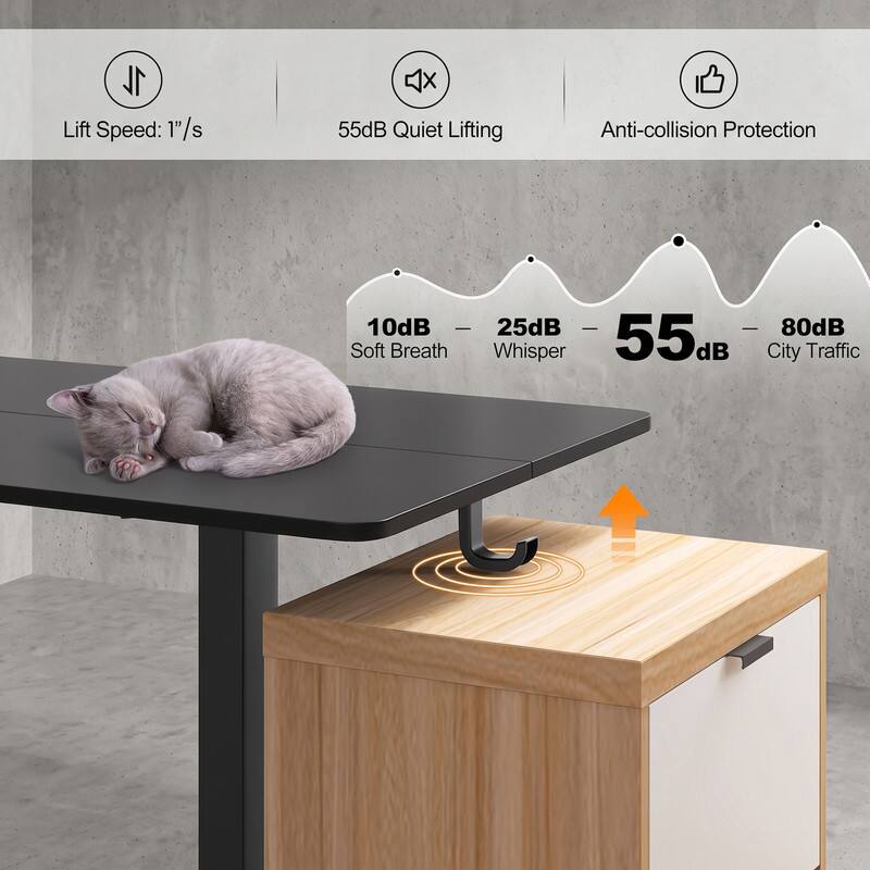 1. Lift Speed: 1"/s
2. 55dB Quiet Lifting
3. Anti-collision Protection
4. 10dB Soft Breath
5. 25dB Whisper
6. 55dB
7. 80dB City Traffic