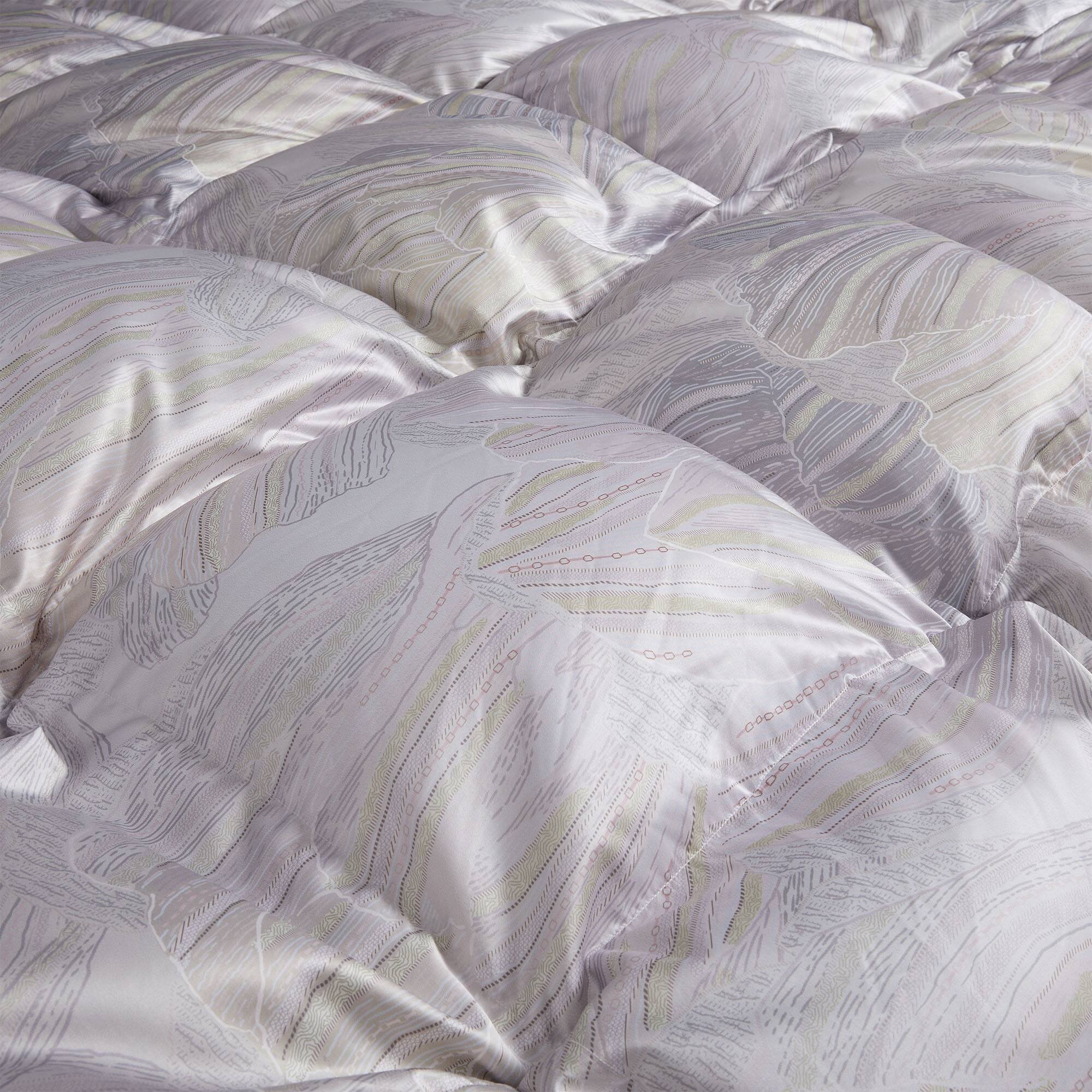 Back. Puredown - Puredown Luxurious Silk Cover 93% White Goose Down Comforter Duvet Insert, Pastel Bloom, King - Pastel Bloom.