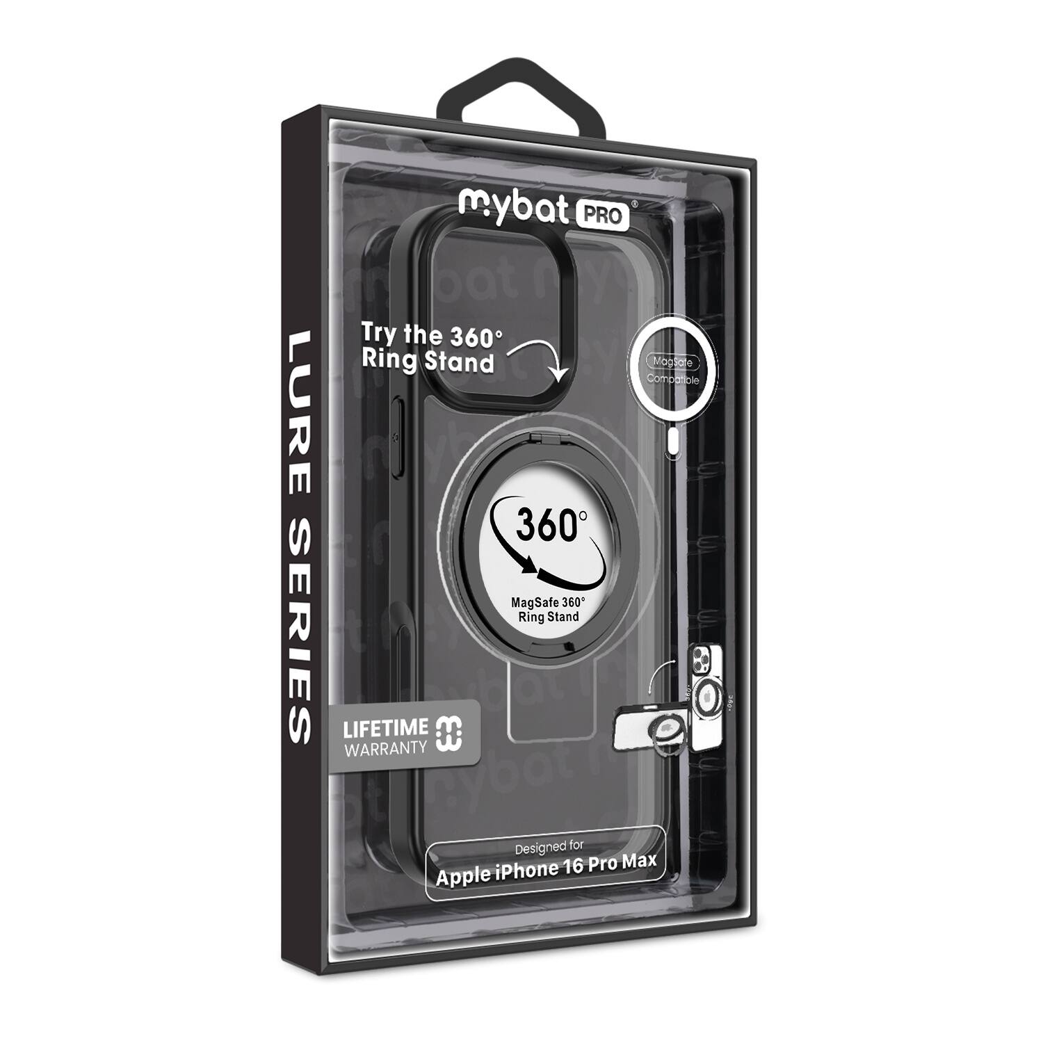 mybat PRO

LURE SERIES

Try the 360° Ring Stand

360°

MogSafe 360° Ring Stand

LIFETIME WARRANTY

Designed for iPhone 16 Pro Max

MogSafe Compatible