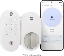 Yale - Smart Lock with Matter, Designed for Google Home; Electronic Deadbolt with Pushbutton Keypad - Snow