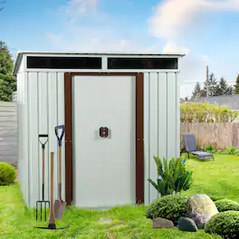 Loheer - 6x5 Metal Storage Shed White Outdoor Garden Tool Shed Heavy Duty Backyard Utility Shed for Lawn Mower