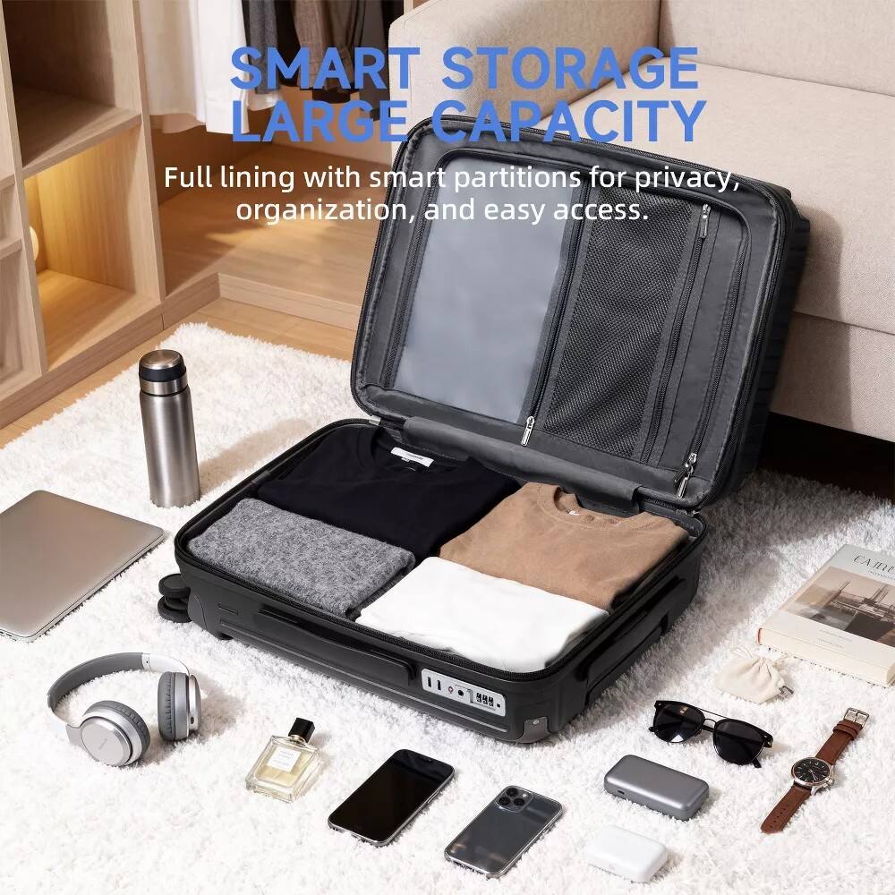 SMART STORAGE  
LARGE CAPACITY  

Full lining with smart partitions for privacy, organization, and easy access.