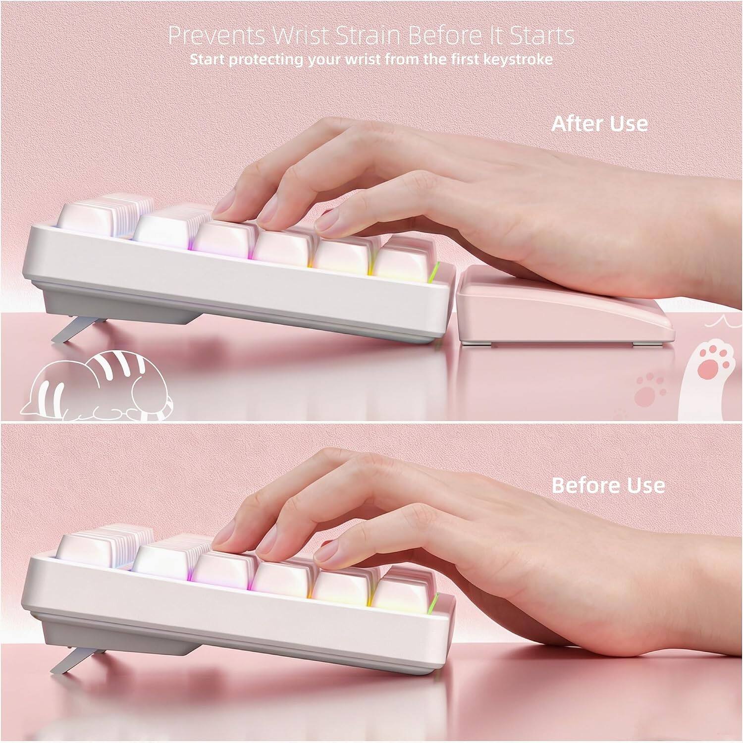 Prevents Wrist Strain Before It Starts  
Start protecting your wrist from the first keystroke  

After Use  
Before Use