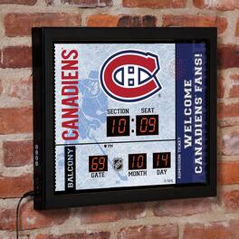 Evergreen Enterprises - Montreal Canadiens 15" x 19" Bluetooth Scoreboard Wall Clock - Brown