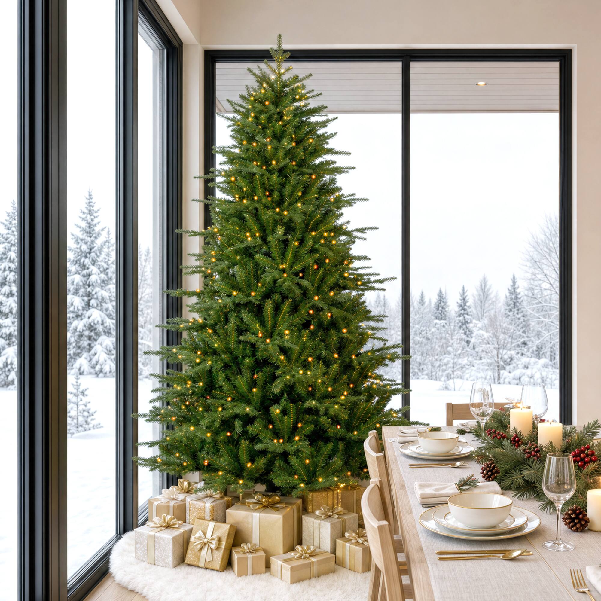 Alt View 9. Glitzhome - 7ft Pre-Lit Full Fir Artificial Christmas Tree with 460 RGB Lights - Green.