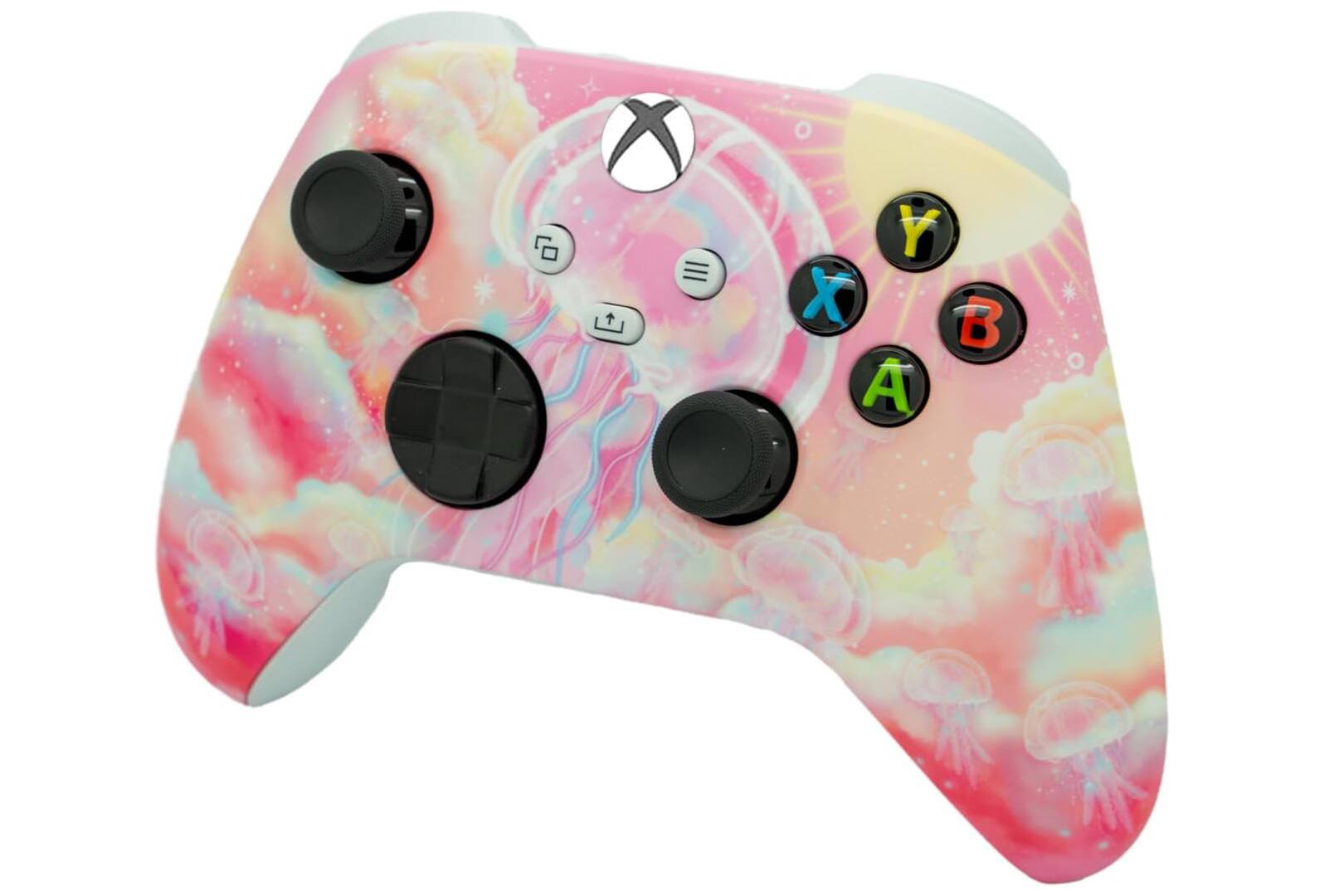 Left. ProControllers - Custom Wireless Controller for Xbox Series X|S, Xbox One, & PC - Pink Jellyfish.