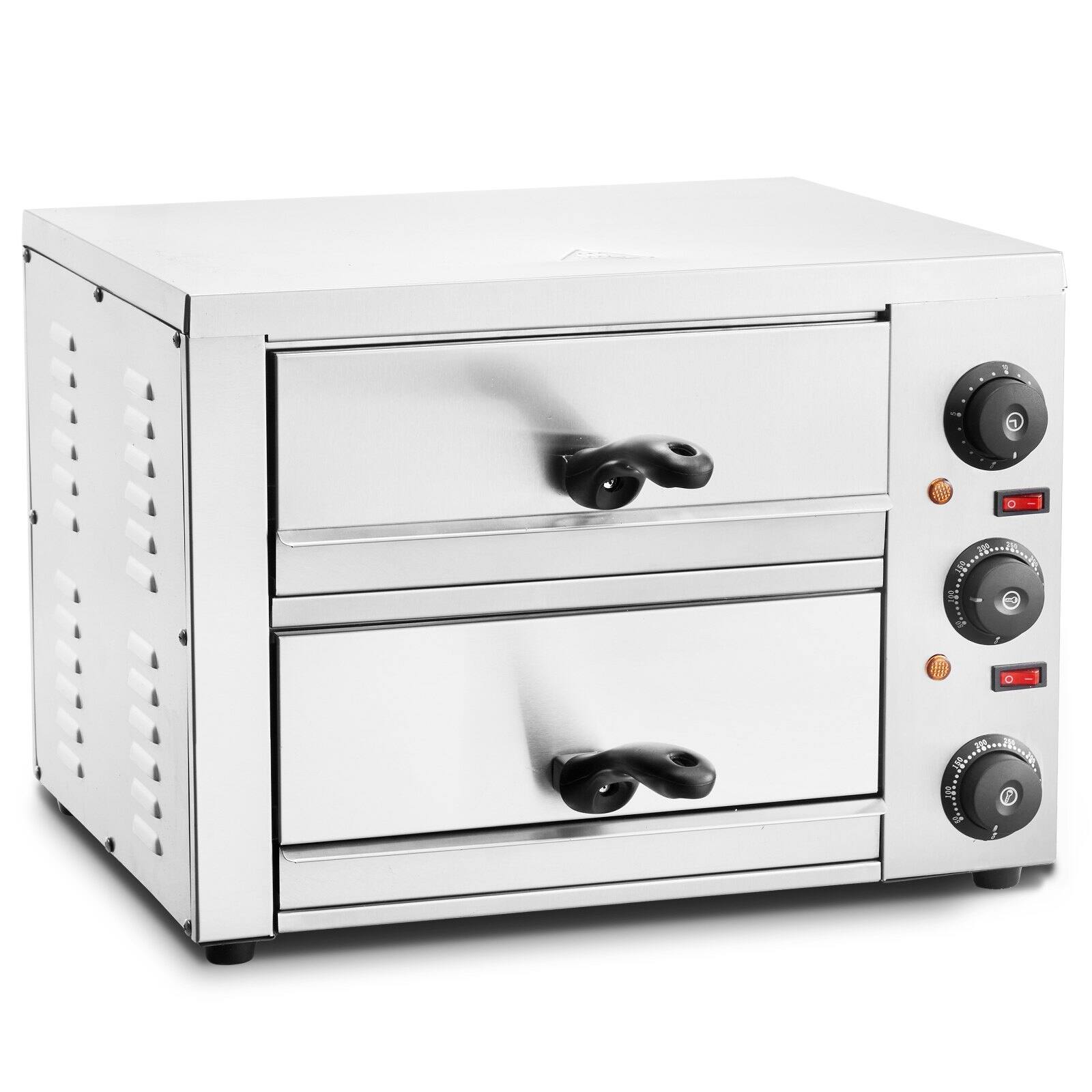 Alt View 8. Glintex - 12in Electric Pizza Oven Countertop, Adjustable Temp 120min Timer for Home Kitchen Cooking - Silver.