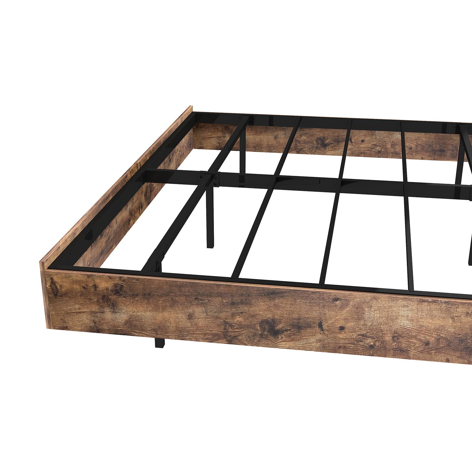 Alt View 4. LUCKY ONE - Full Size Floating Bed Frame with LED Lights - Brown.