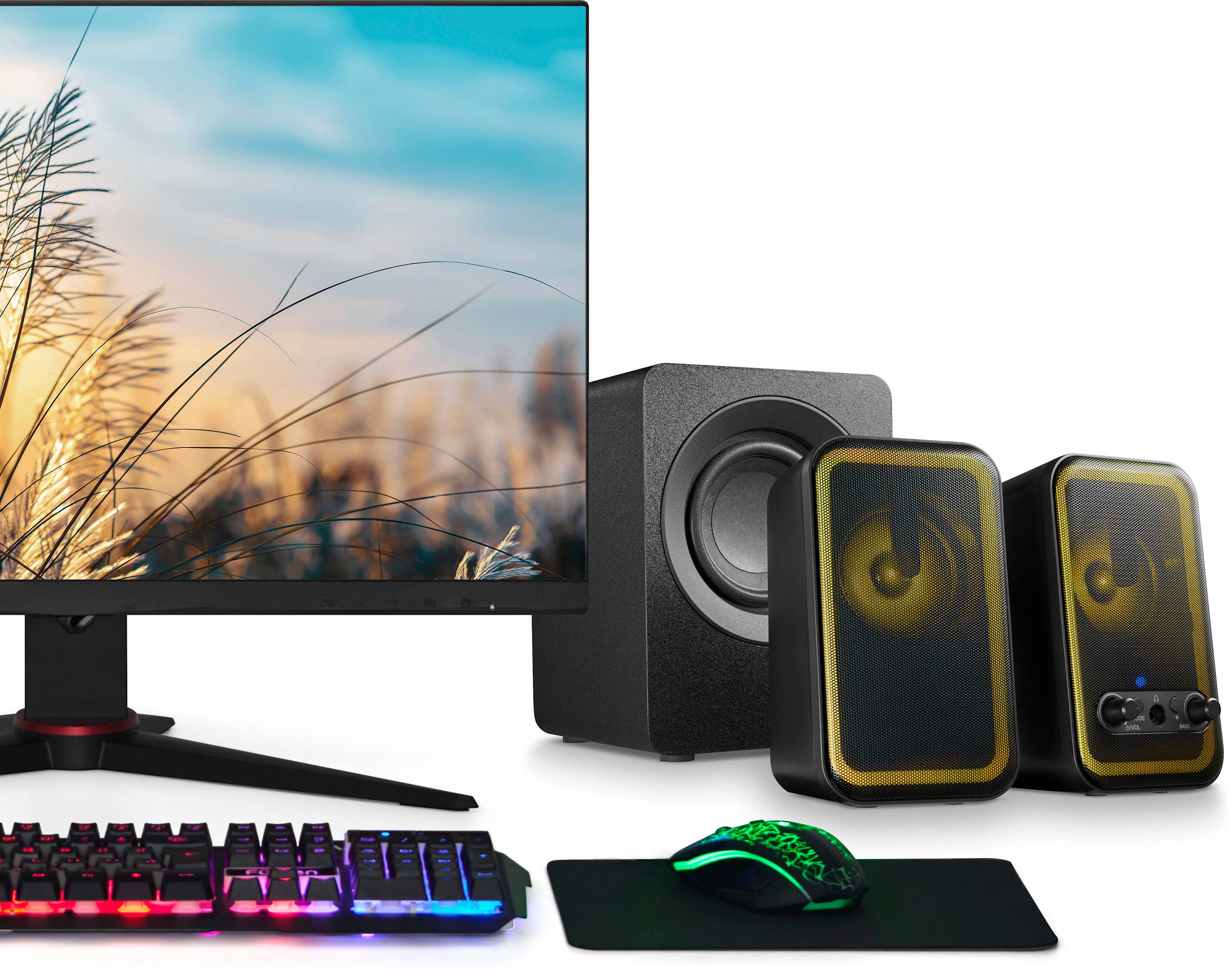 Alt View 8. Insignia™ - 2.1 Bluetooth Computer Speaker System with RGB Lighting and Remote Control (3-Piece) - Black.