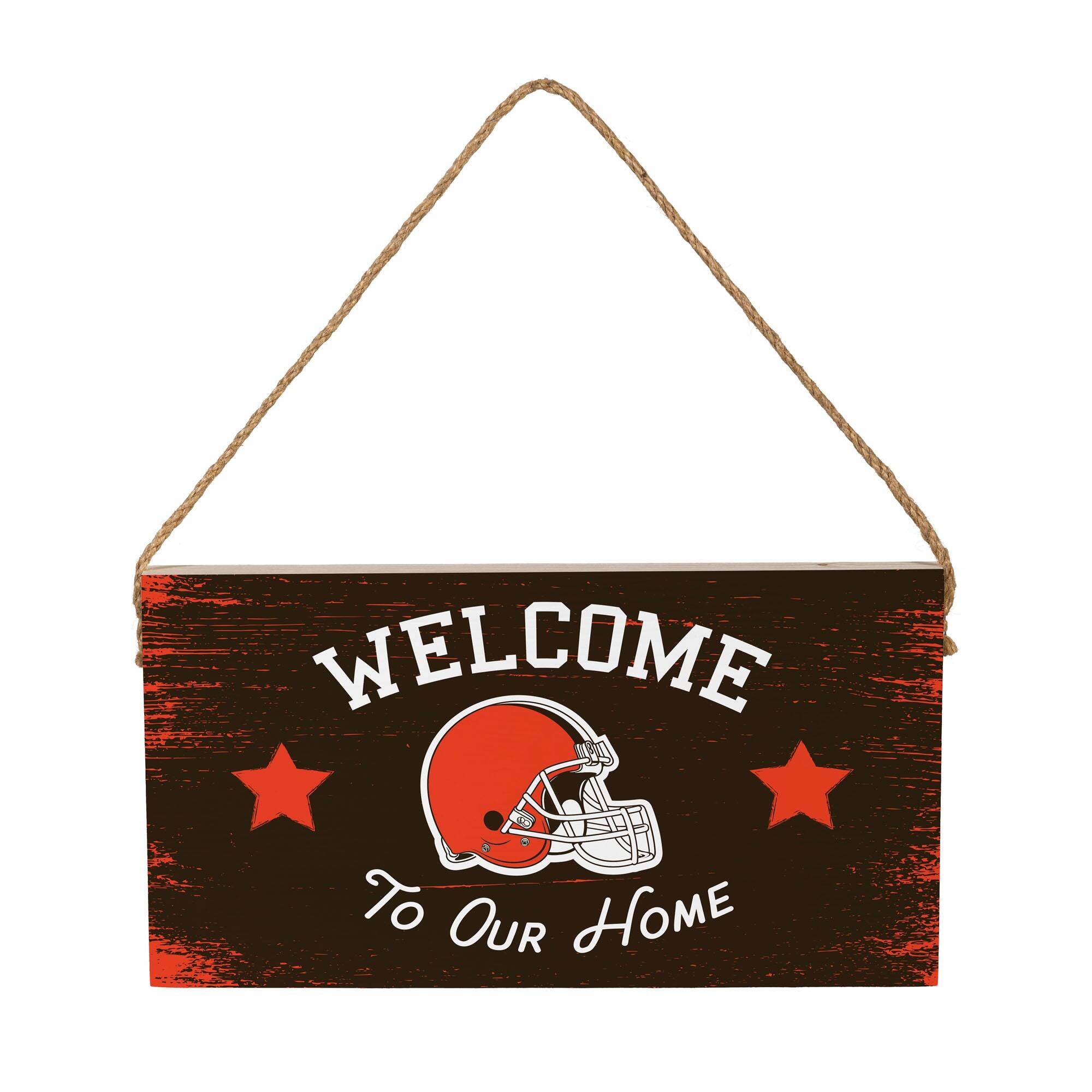 Cleveland Browns 6" x 11" Welcome Home Wood Wall Sign with Rope Hanger