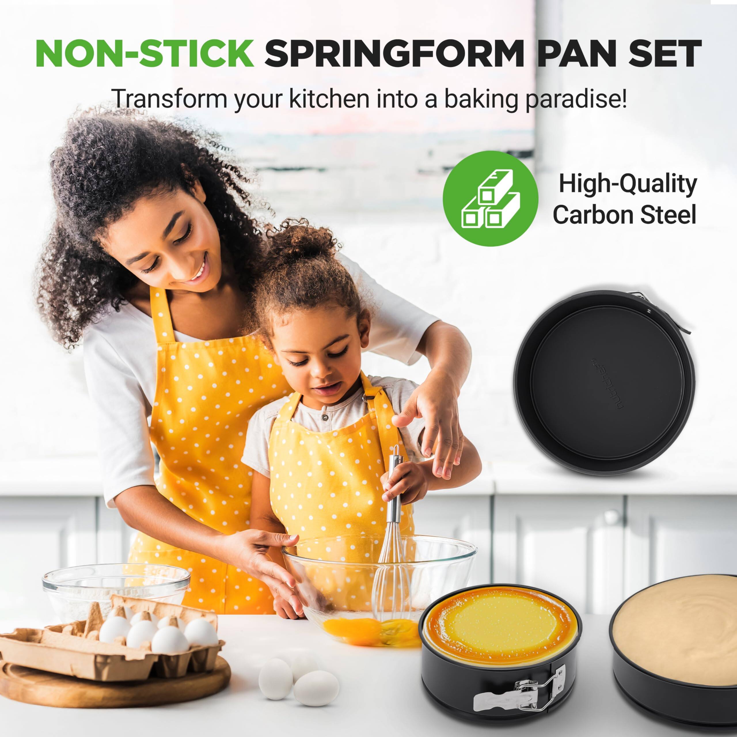 NutriChef 3 Piece Nonstick Springform Pan Set, 6