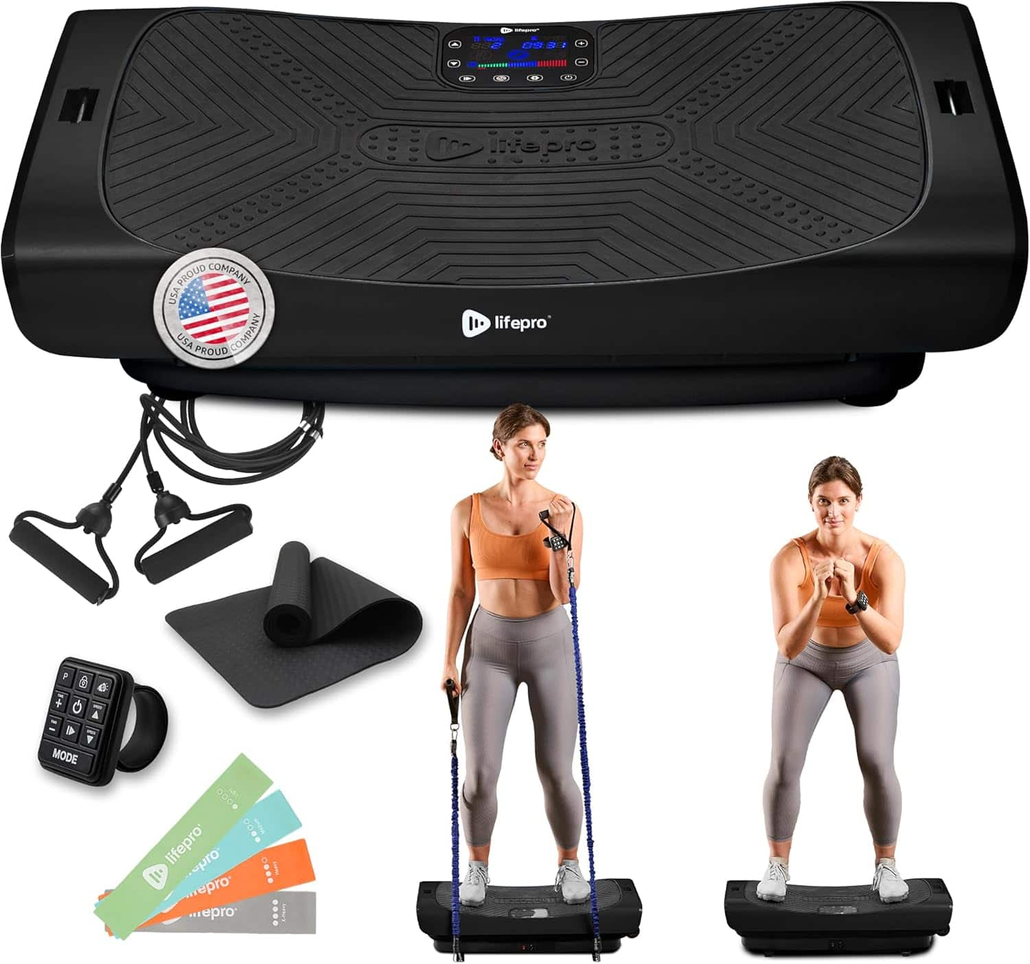 LifePro - Rumblex Pro Vibration Plate Machine 4D Motion Triple Motor for Full Body Workout - Black