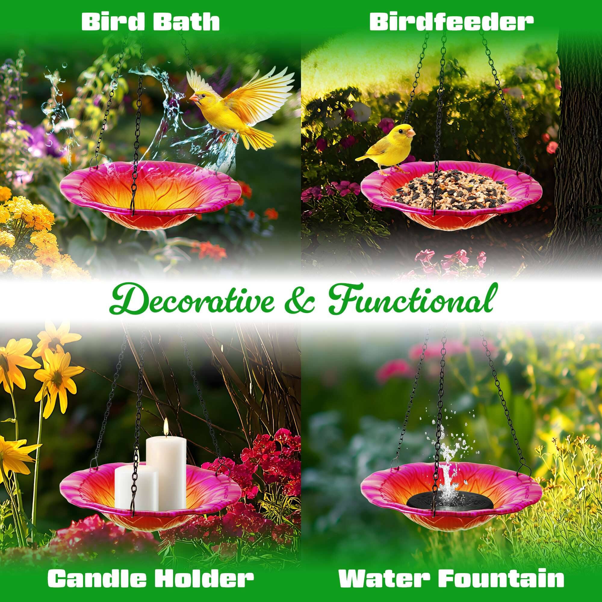 Bird Bath  
Birdfeeder  
Decorative & Functional  
Candle Holder  
Water Fountain