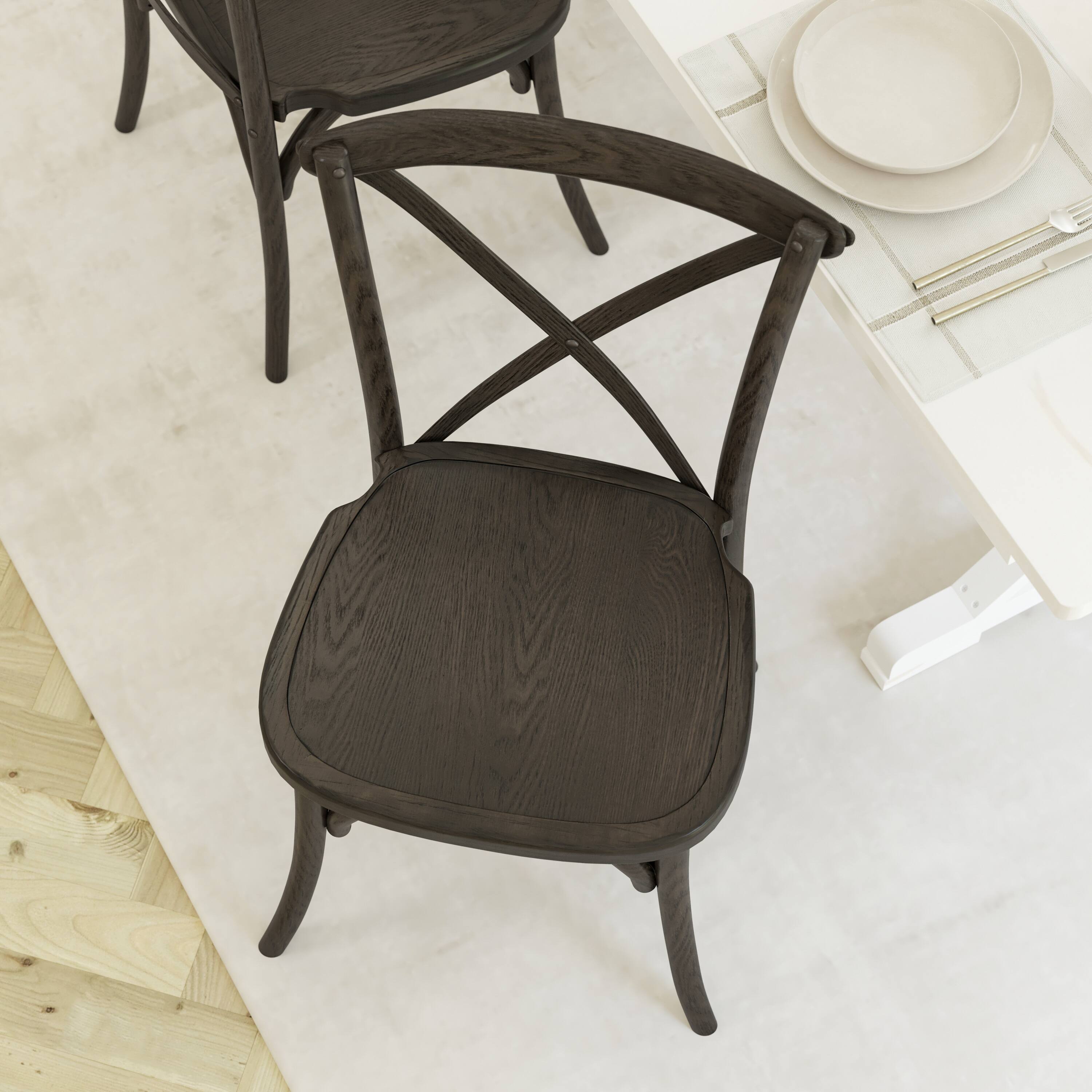 Alt View 4. Emma + Oliver - Stackable Wood Cross Back Dining Chair - Early American.
