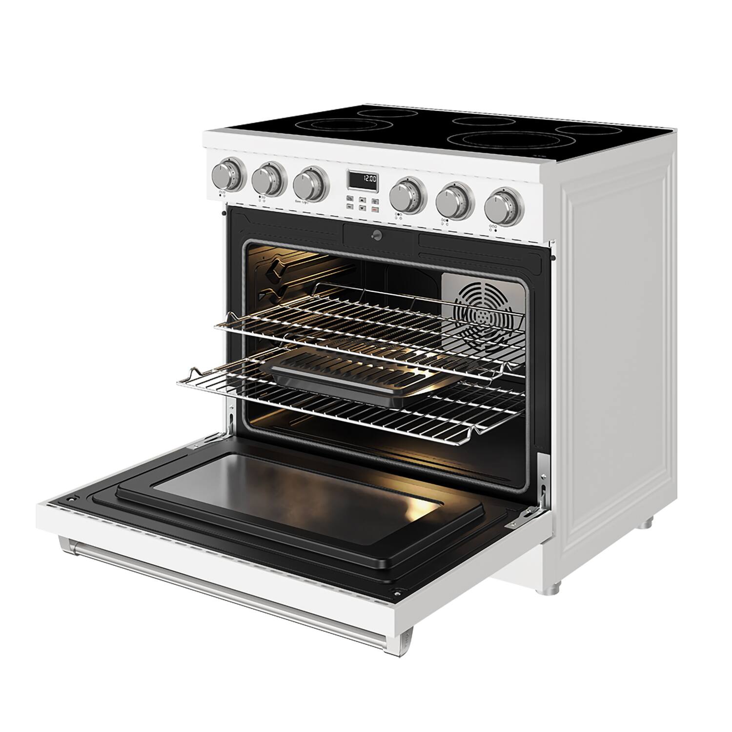 Alt View 6. Thor Kitchen - 6.0 Cu. Ft. Freestanding Electric Convection Range - Matte white.