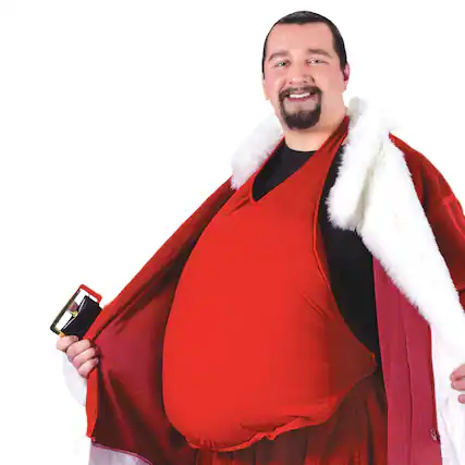 Front. Fun World - Red Padded Santa Belly Adult Christmas Costume Accessory - One Size - Red.