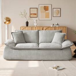 Meqiodas - Boneless Loveseat, 2-Seater Boneless Sofa with Removable Cushions & 2 Pillows, Small Couch for Living Room, Apartments - Gray
