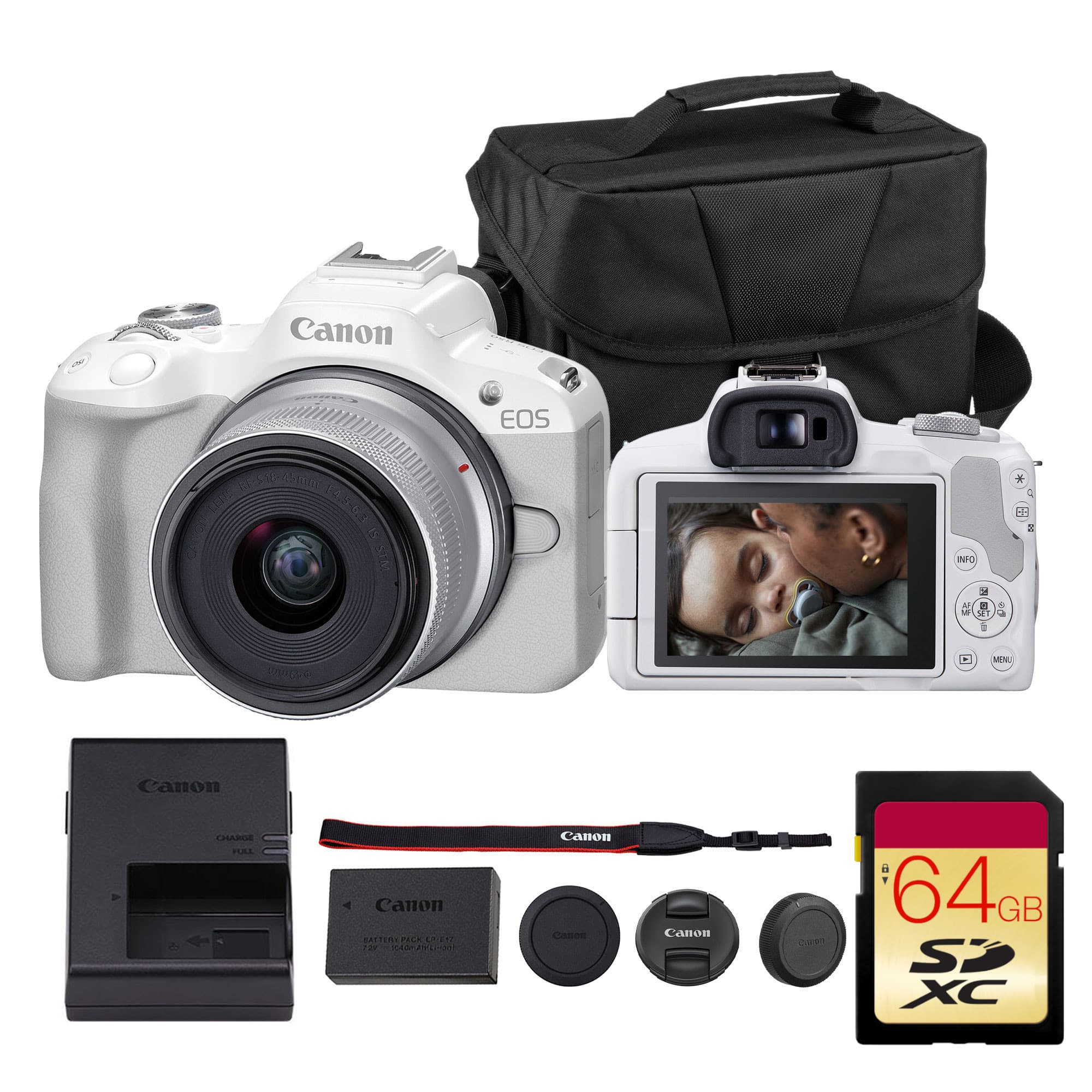 Canon - EOS R50 Mirrorless Camera White 18-45mm Lens Bundle price history on PriceWatchPro
