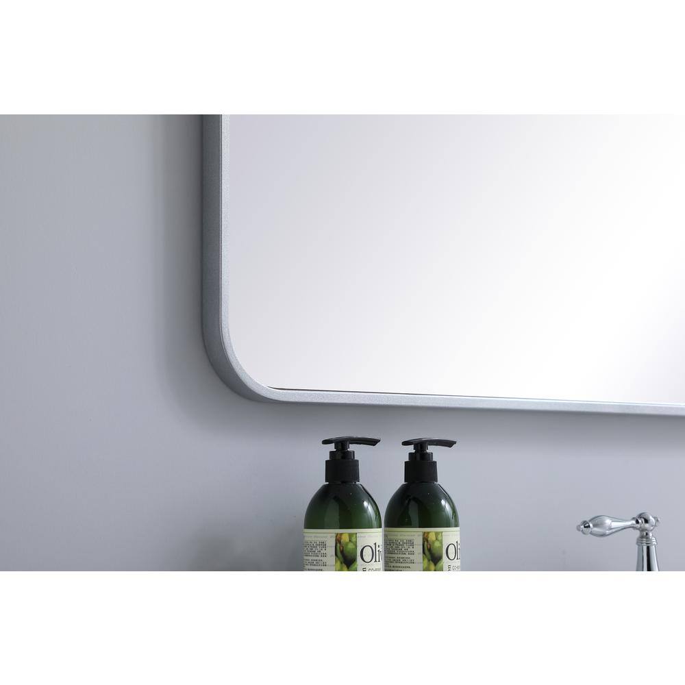 Alt View 2. Elegant Decor - Soft corner metal rectangular mirror 28x42 inch in Silver - Silver.