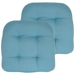 Sweet Home Collection - Patio Cushions Indoor/Outdoor Chair Pads Tufted 19" x 19", 2-Pack - Teal