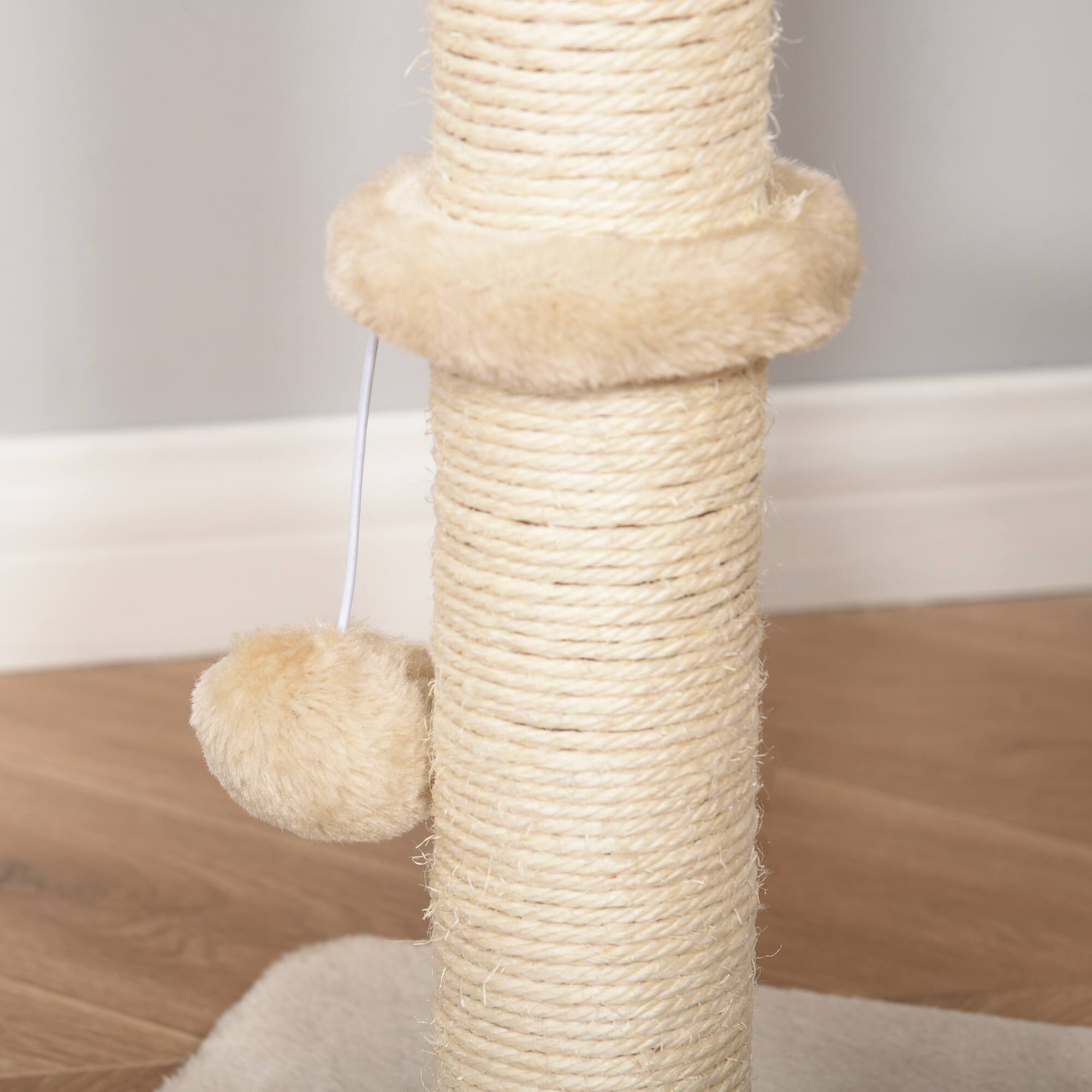 Alt View 5. Pawhut - PawHut Cat Tree with Sisal Scratching Post Condo and Hanging Rope 39" H, Beige - Beige.