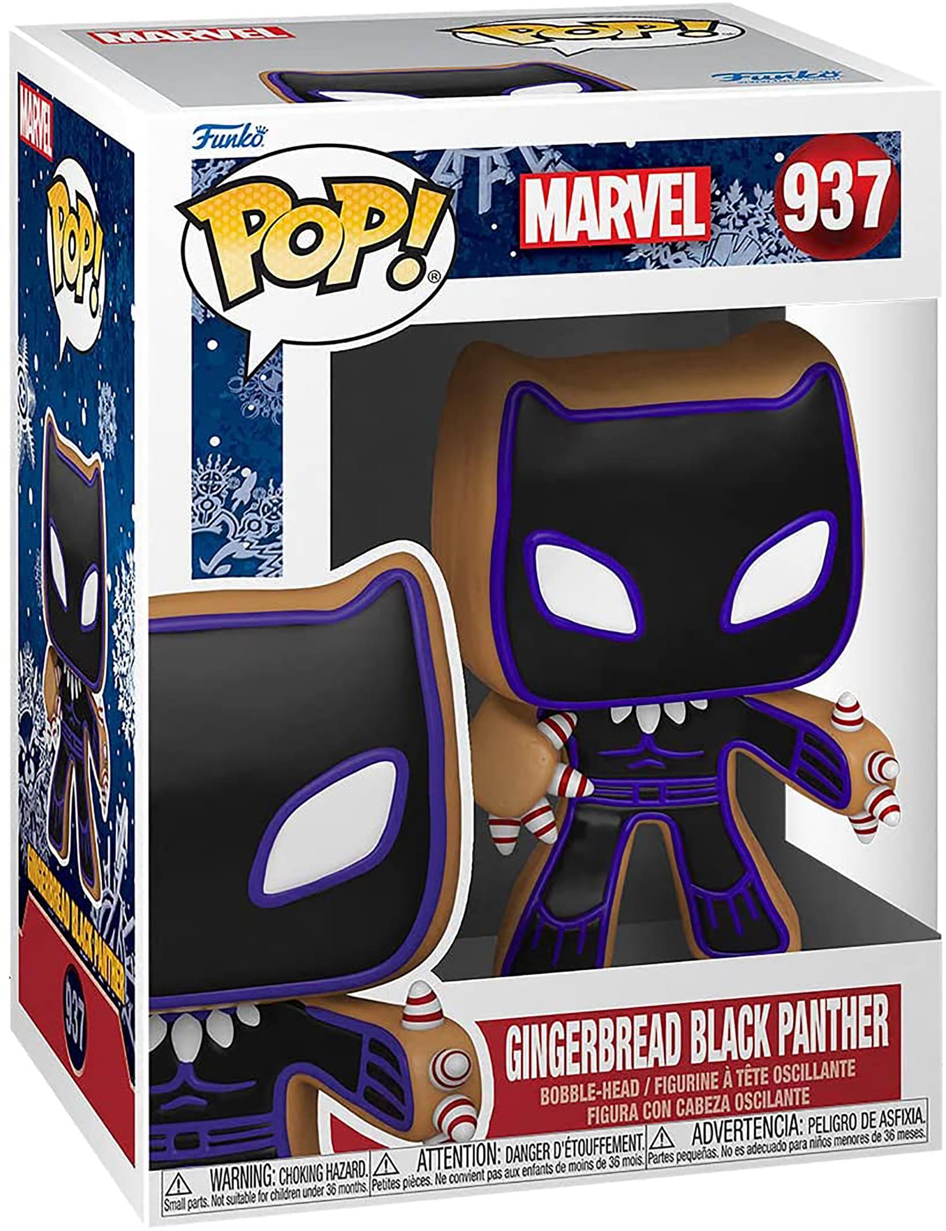 **MARVEL 937**

**Funko POP!**

**GINGERBREAD BLACK PANTHER**

**BOBBLE-HEAD / FIGURINE À TÊTE OSCILLANTE / FIGURA CON CABEZA OSCILANTE**

**WARNING: CHOKING HAZARD. Small parts. Not suitable for children under 36 months.**

**ATTENTION: DANGER D'ÉTOUFFEMENT. Petites pièces. Ne convient pas aux enfants de moins de 36 mois.**

**ADVERTENCIA: PEORIGO DE ASFIXIA. Partes pequeñas. No es adecuado para niños menores de 36 meses.**
