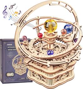 Robotime - ROKR 3D Puzzles for Adults-Starry Night Music Box Kit-Wooden Puzzles Science Gifts for Adults-Gifts - Brown