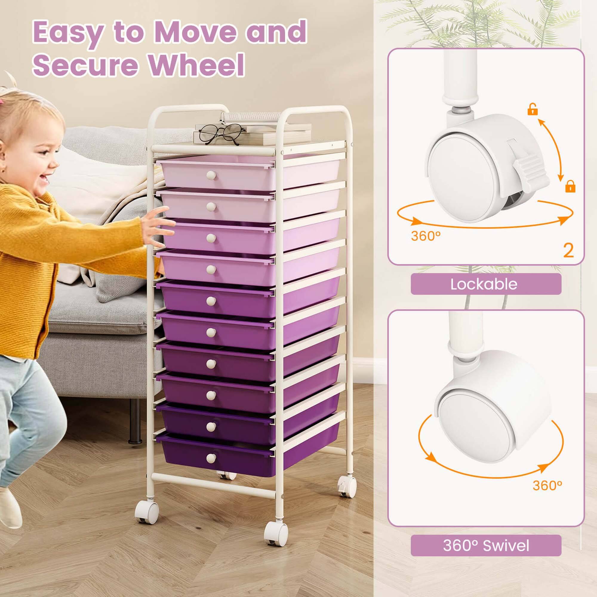 Easy to Move and Secure Wheel, 360° Swivel, Lockable, 360°