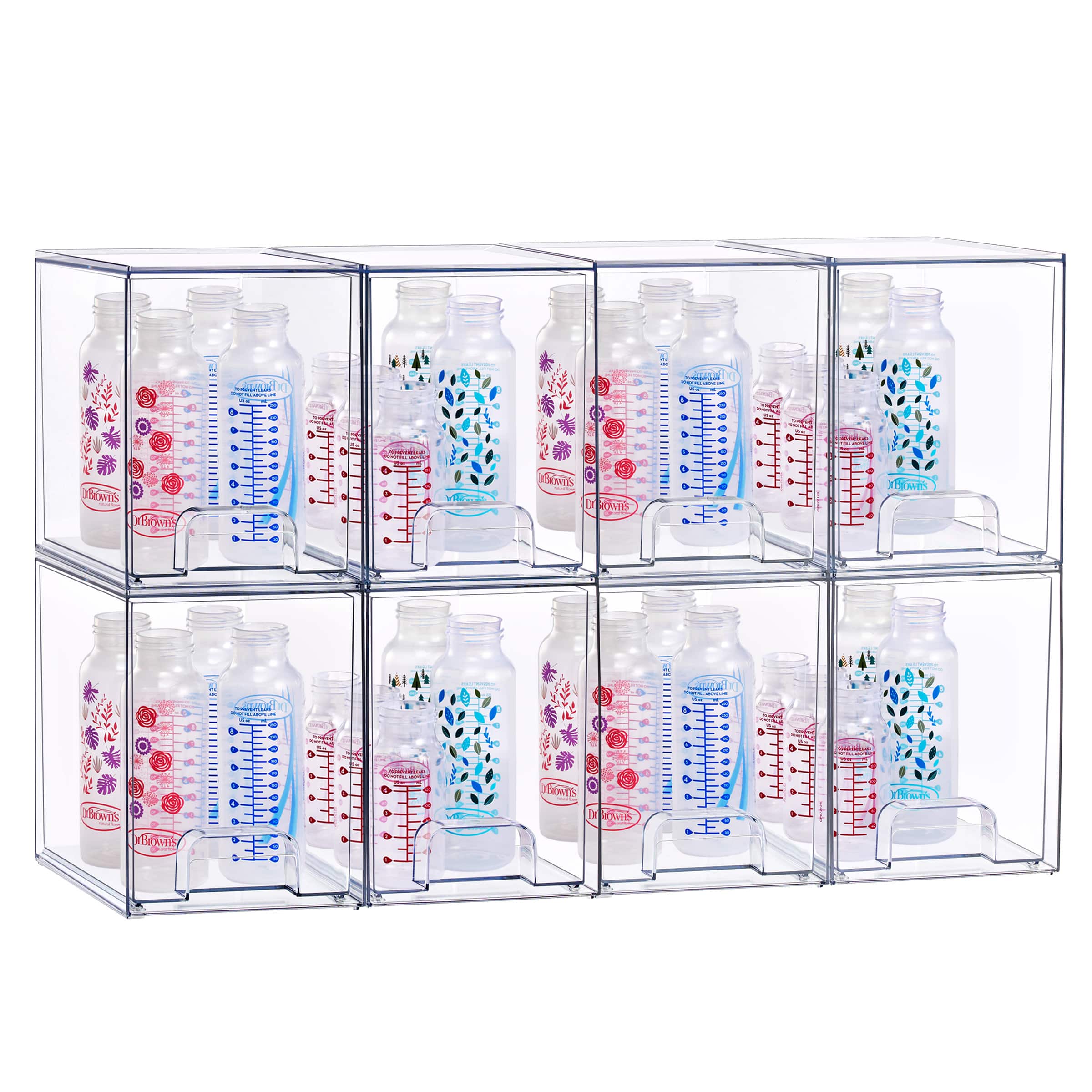 Sorbus - Stackable Acrylic Storage Drawers, 8 Pack Plastic Organizer Bins - Clear