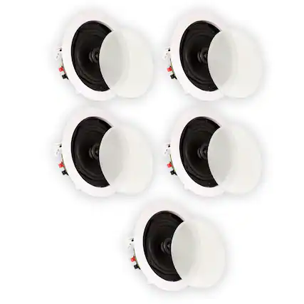 Front. Theater Solutions by Goldwood - TS50C in Ceiling Speakers Surround Sound Home Theater 5 Piece Speaker Set - Paintable White.