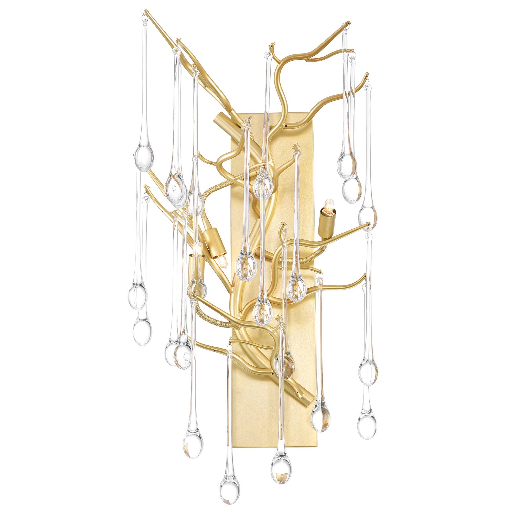 Angle. CWI Lighting - Anita 3 Light Wall Sconce With Gold Leaf Finish - Gold Leaf.