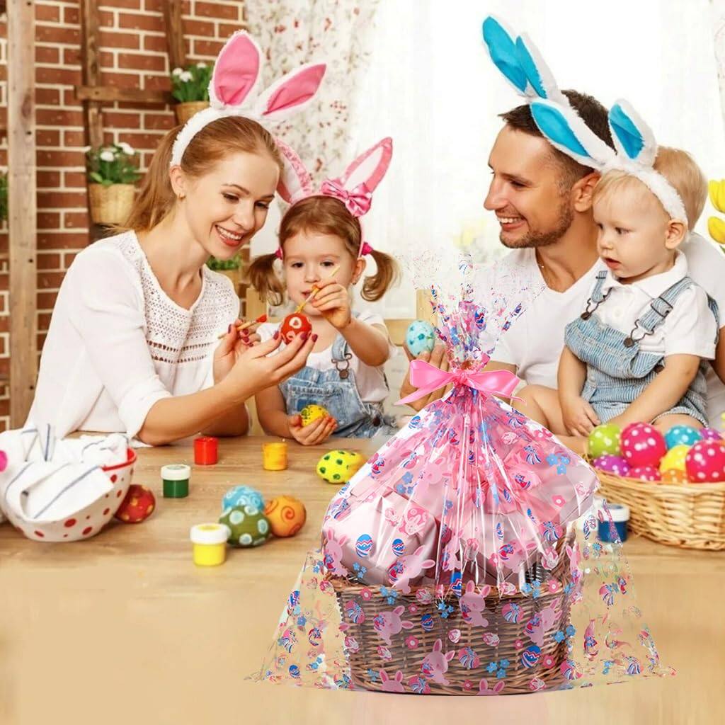 Alt View 5. Paradigms Interiors - 24" X 30" Easter Bags 10 Packs Large Cellophane Wrap For Gift Baskets 2 5mil Plastic Cello - Easter-1-10 Count (Pack of 1).