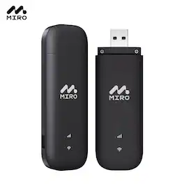 Miro - UF1 4G LTE USB WiFi Dongle: Plug & Play Portable Hotspot, 150Mbps Speed, Dual SIM/SD Slots - Black