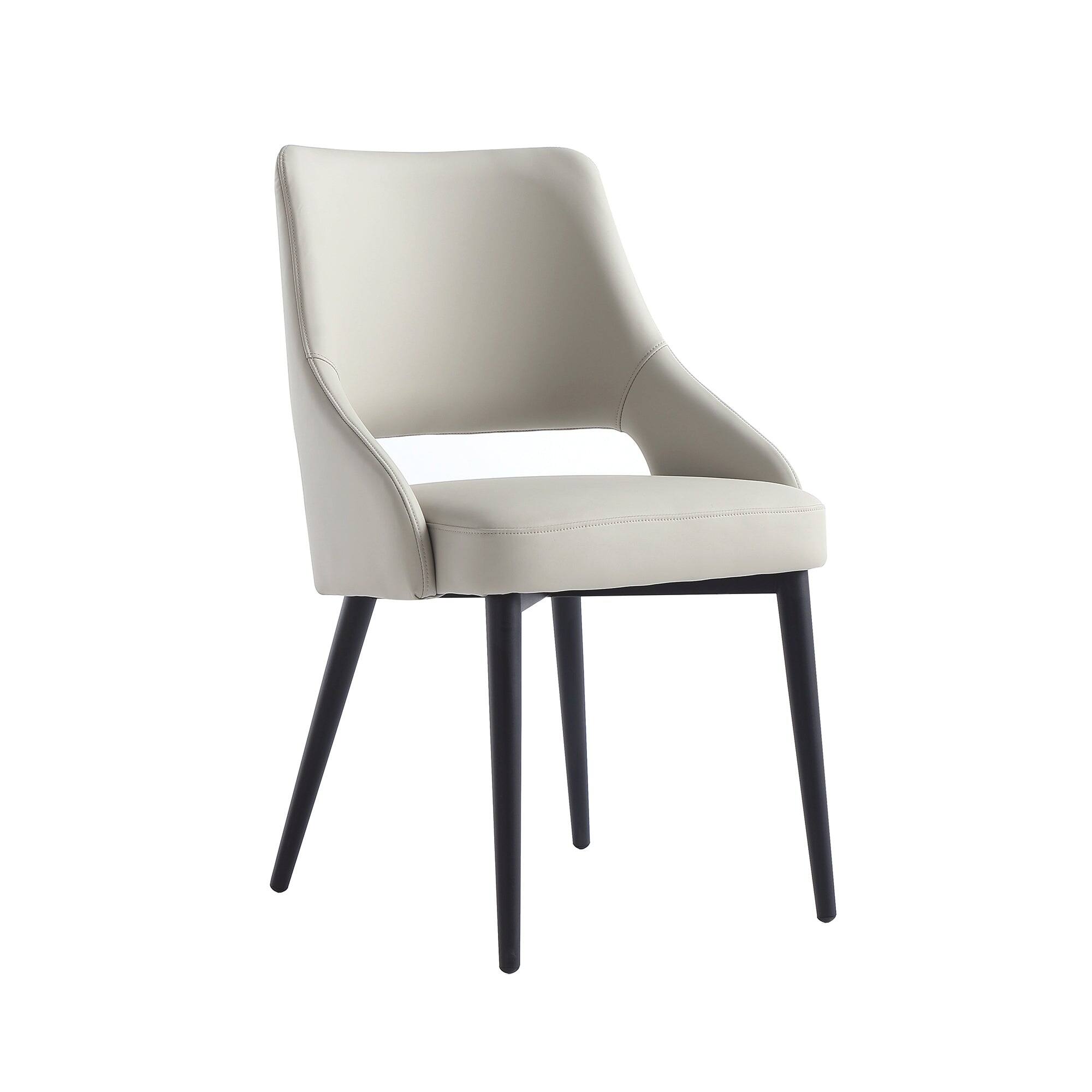 Alt View 2. Manhattan Comfort - Tremont Modern Metal Vegan Leather Dining Chair - Stone Gray.