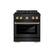 Front. ZLINE - 30 in. Wide 4 Burner Autograph Edition 4.2 cu. ft. Paramount Freestanding Gas DuoPro Range and Polished Gold Accents - Black Stainless Steel.