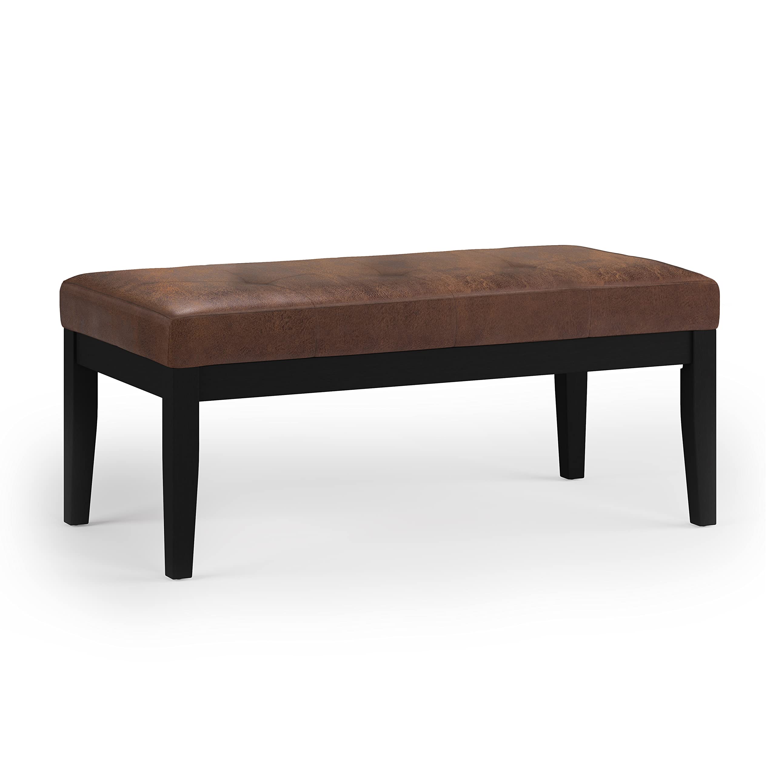 Distressed Chestnut Brown Tufted Ottoman