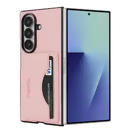 Dteck - Shockproof Wallet Phone Case for Samsung Galaxy Z Fold8 Ultra, Slim PU Leather Protective Cover with Card Slot Kickstand - Pink