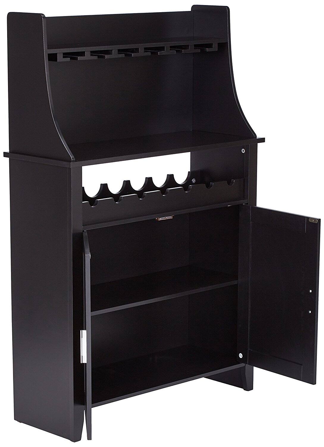 Alt View 1. Kings Brand Furniture - Kings Brand Furniture Wood Wine Rack Buffet & Storage Cabinet (Black) - Black.