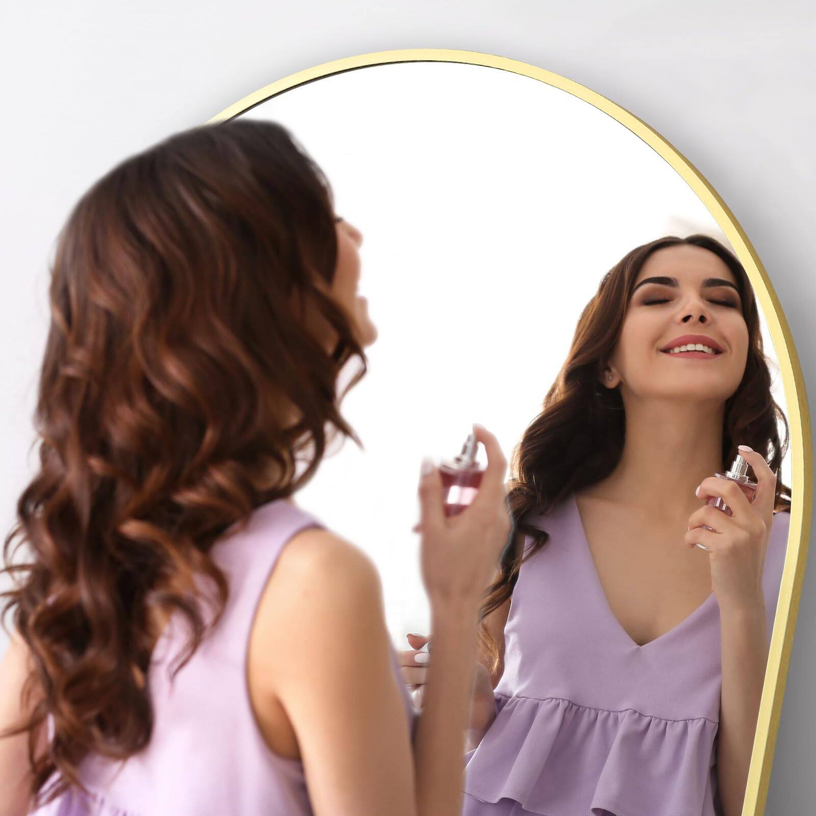 Alt View 3. Cedar Assembly - 56"x18" Arched Full Length Mirror Free Standing Made Of Tempered Glass Floor Body For Bedroom Living Room... - Black-76"L x 34"W.