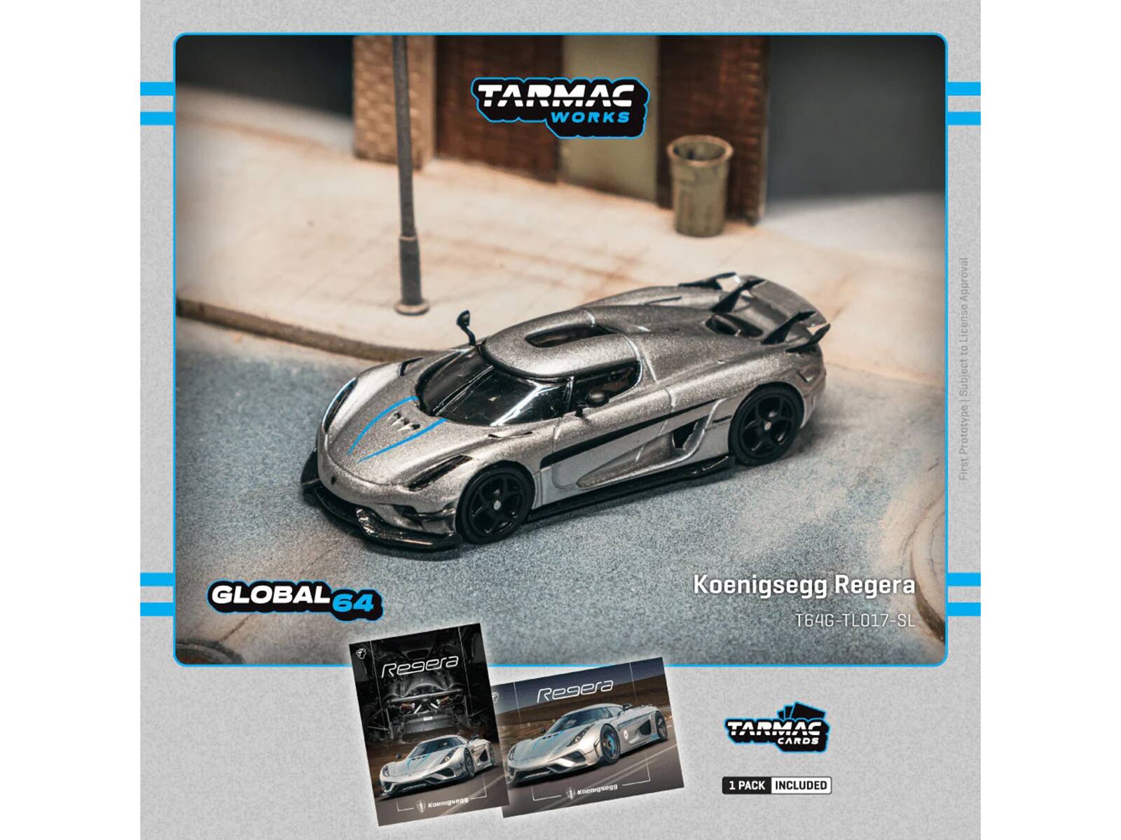 TARMAC WORKS Approval License to ect to Sub Prototype First GLOBAL 64 Koenigsegg Regera T64G-TL017-SL Regera Regera TARMAC CARDS - Mesdwos 1 PACK INCLUDED
