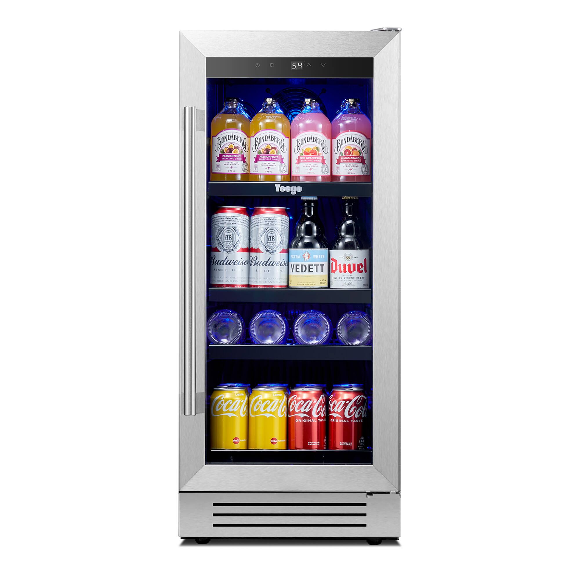 Yeego - 15 Inch Beverage Refrigerator Cooler, 100-Can Soda & Beer Drink Cooler, Built-in or Freestanding for Home or Office - Stainless Steel price history on PriceWatchPro