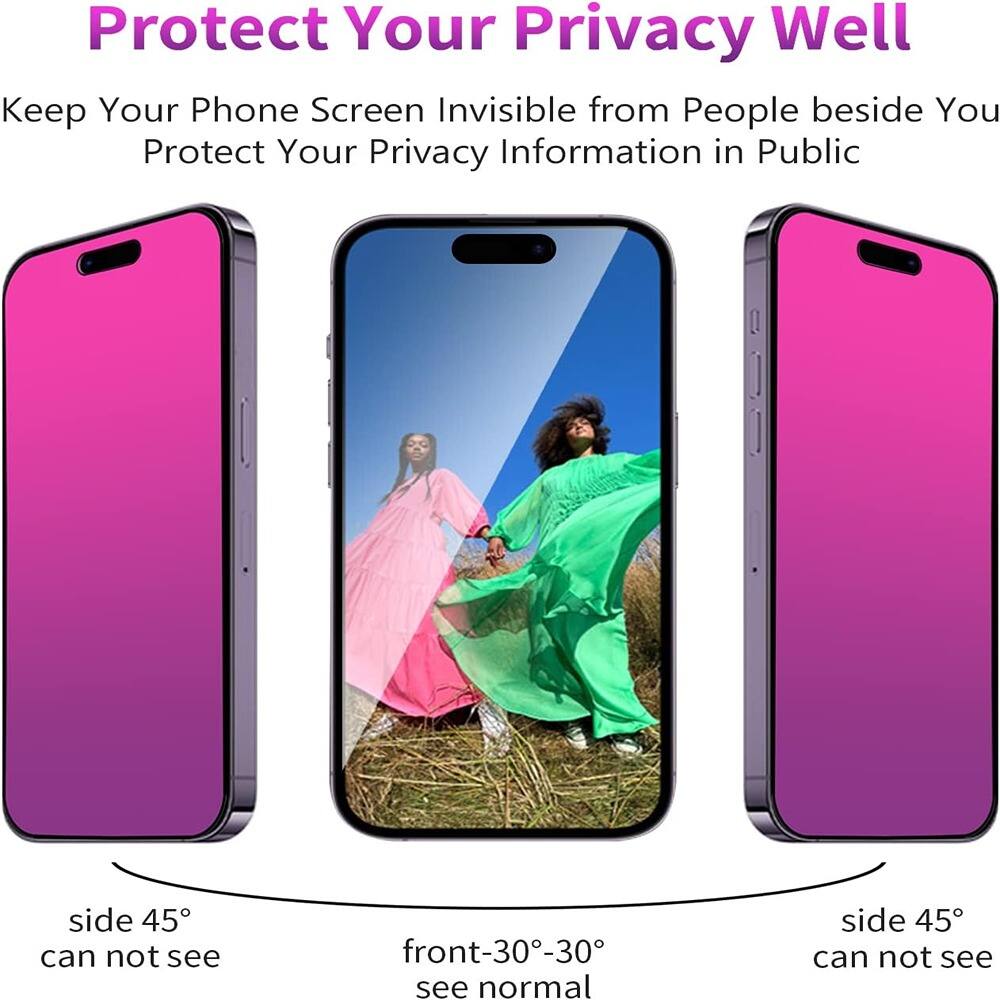 Protect Your Privacy Well

Keep Your Phone Screen Invisible from People beside You  
Protect Your Privacy Information in Public

- side 45° can not see
- front-30°-30° see normal
- side 45° can not see