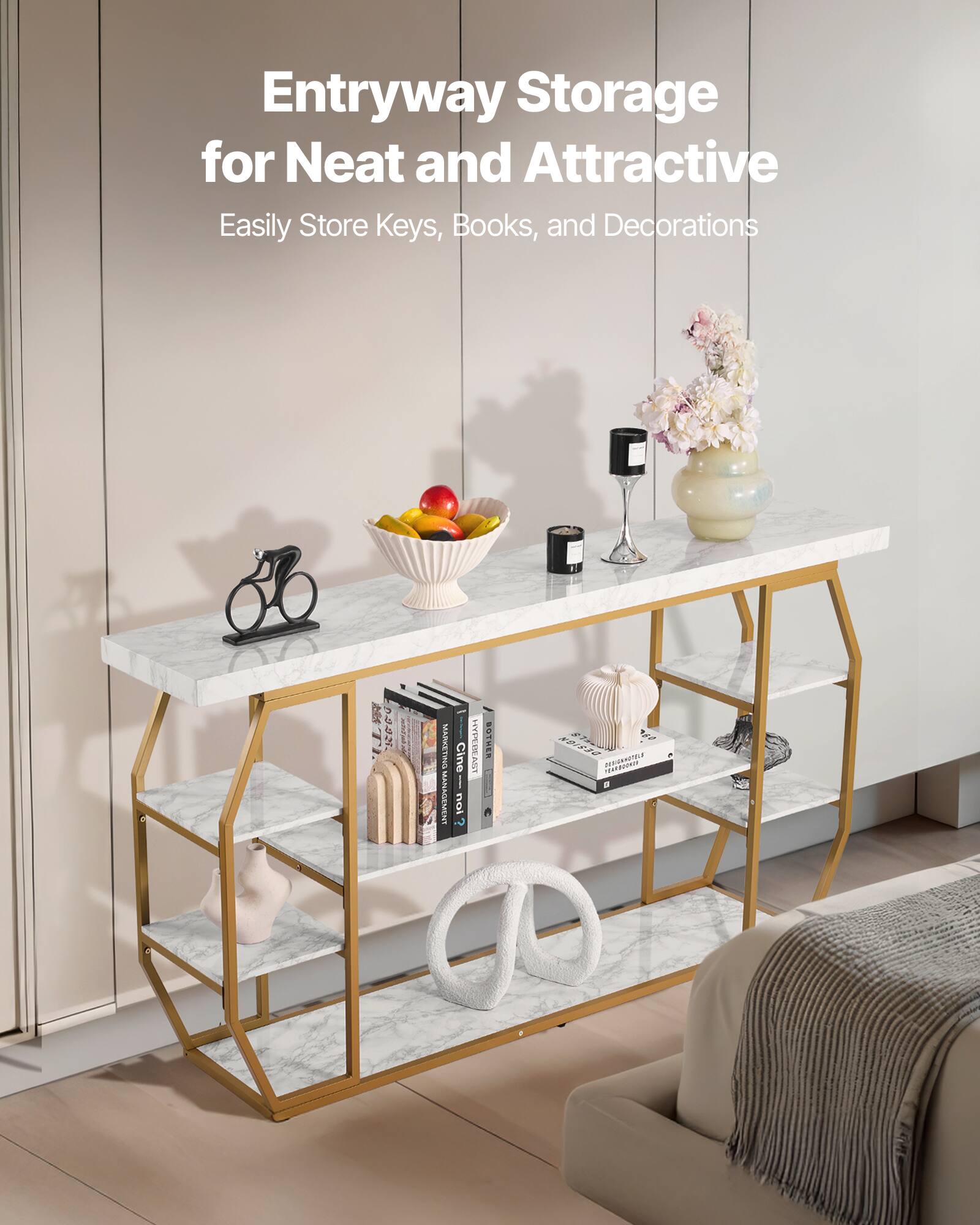 Entryway Storage for Neat and Attractive
Easily Store Keys, Books, and Decorations