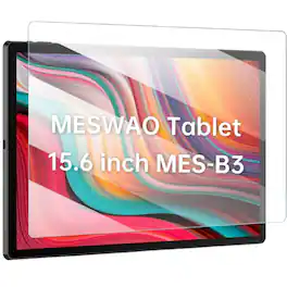 MESWAO - 2 Pack Screen Protector for 15.6-Inch Android Tablet, 9H Tempered Glass, HD Anti-Scratch, Bubble-Free - Clear