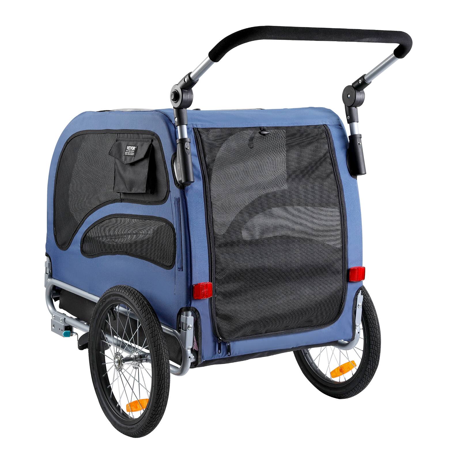 Alt View 5. VEVOR - Dog Bike Trailer, Supports up to 100 lbs, 2-in-1 Pet Stroller Cart Bicycle Carrier, Easy Folding Cart Frame - Black;Blue.