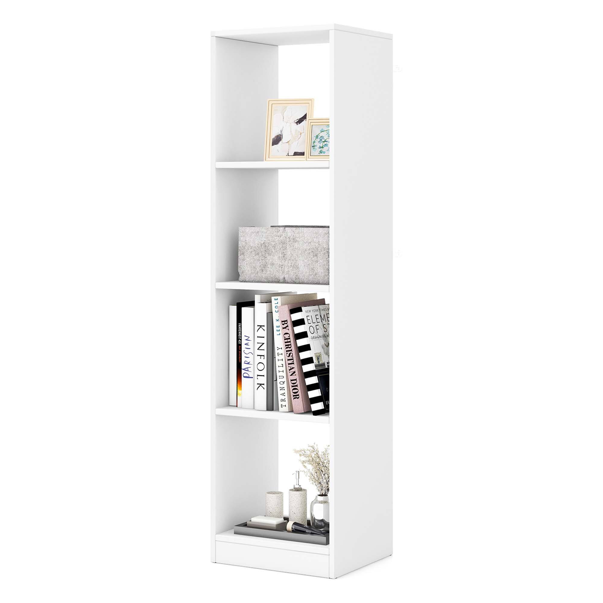 Costway - 1PC 56" Tall Bookcase, Freestanding Bookshelf with 4 Open Cubes - White